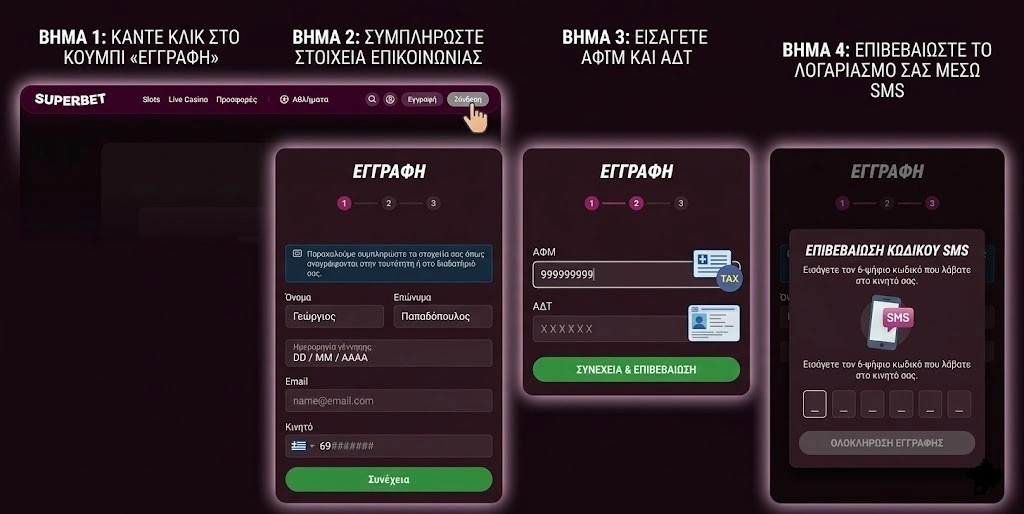 Οδηγός εγγραφής στη Superbet σε τέσσερα βήματα για γρήγορη και έγκυρη δημιουργία λογαριασμού.
